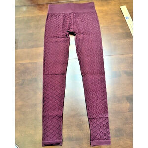 NEW Burgundy Aventura Clothing Honeycomb Footless Tights Leggings S/M $49